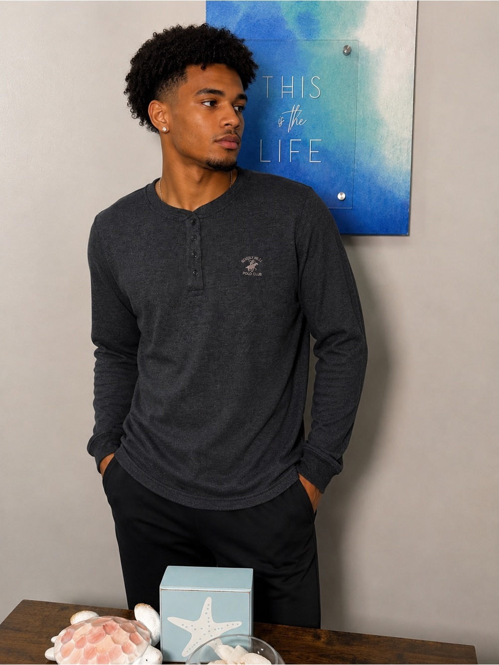 Polo by Ralph Lauren Charcoal Gray Long-Sleeve Henley